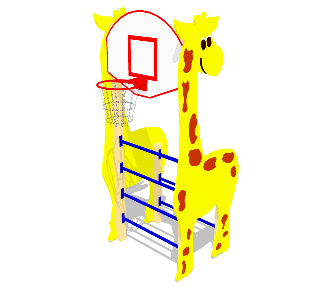 DS-3.13 Vaikiška švediška sienelė su krepšinio lenta "Žirafa"