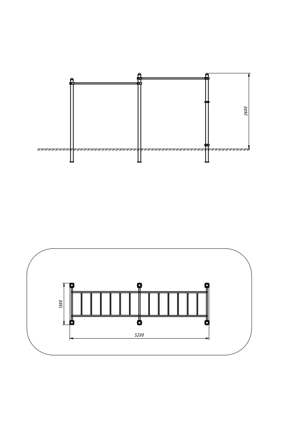 SW-11.02 dviejų lygių horizontalios kopėtėlės